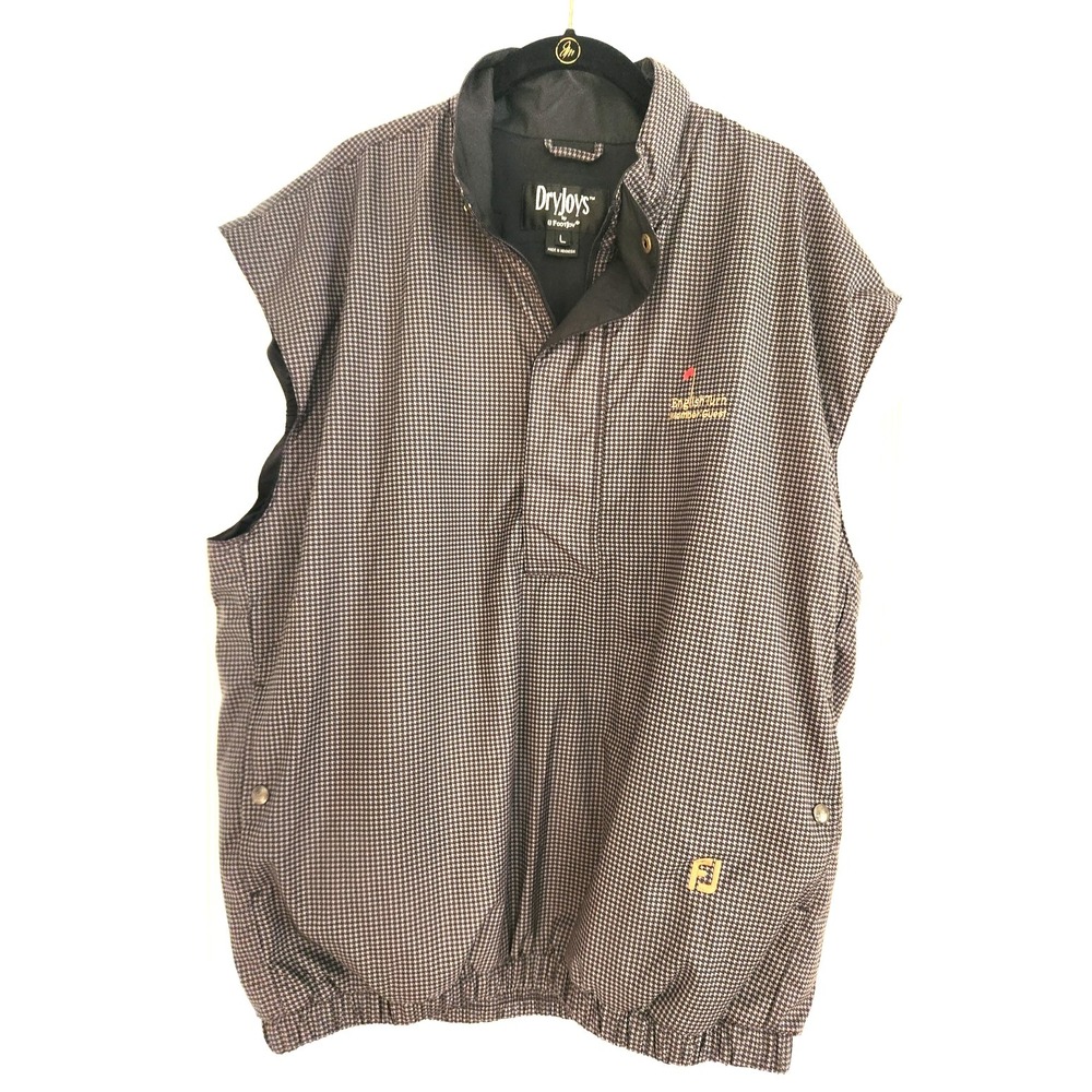 DryJoys by FootJoy Golf Vest Mens L Wind & Rain Jacket 1/2 Zip Houndstooth